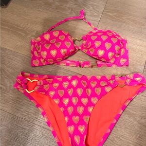 Victoria's Secret Pink and Gold Heart Bikini